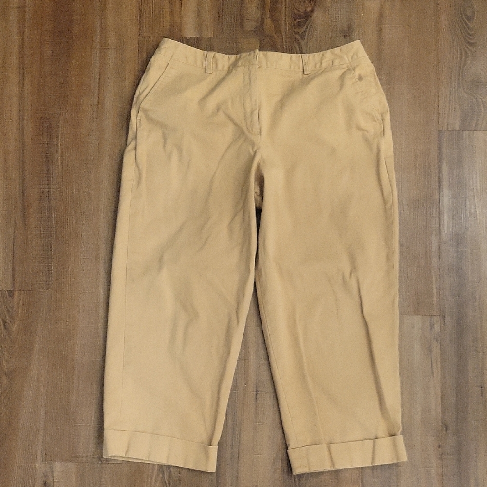 Larry Levine Stretch Cropped And Cuffed Pants Size Women 14